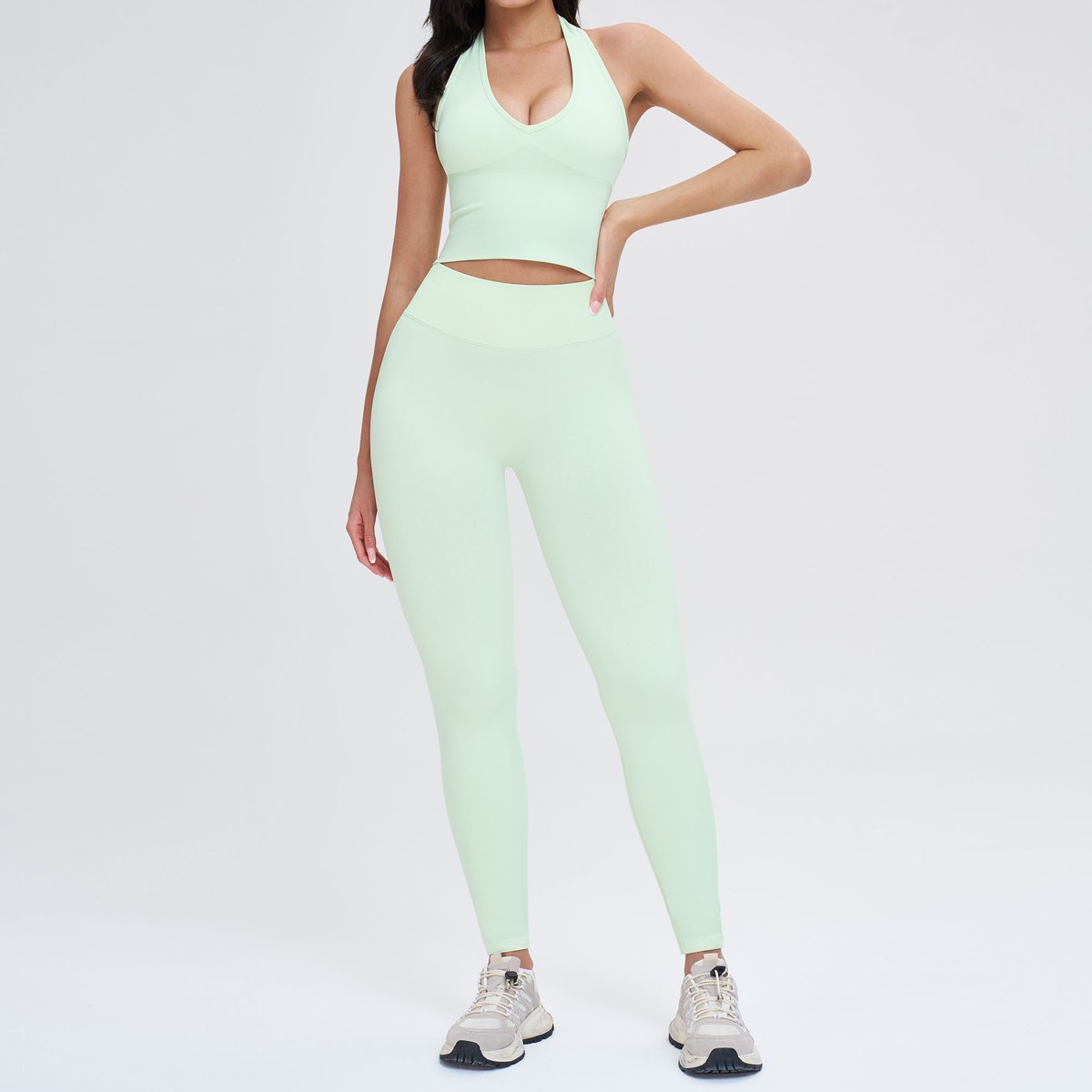 Mint coordinated seamless activewear set