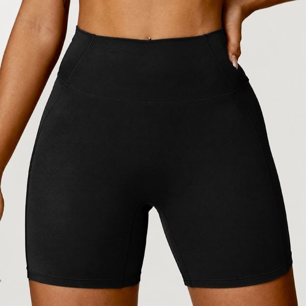 Black high-waist fitted biker shorts